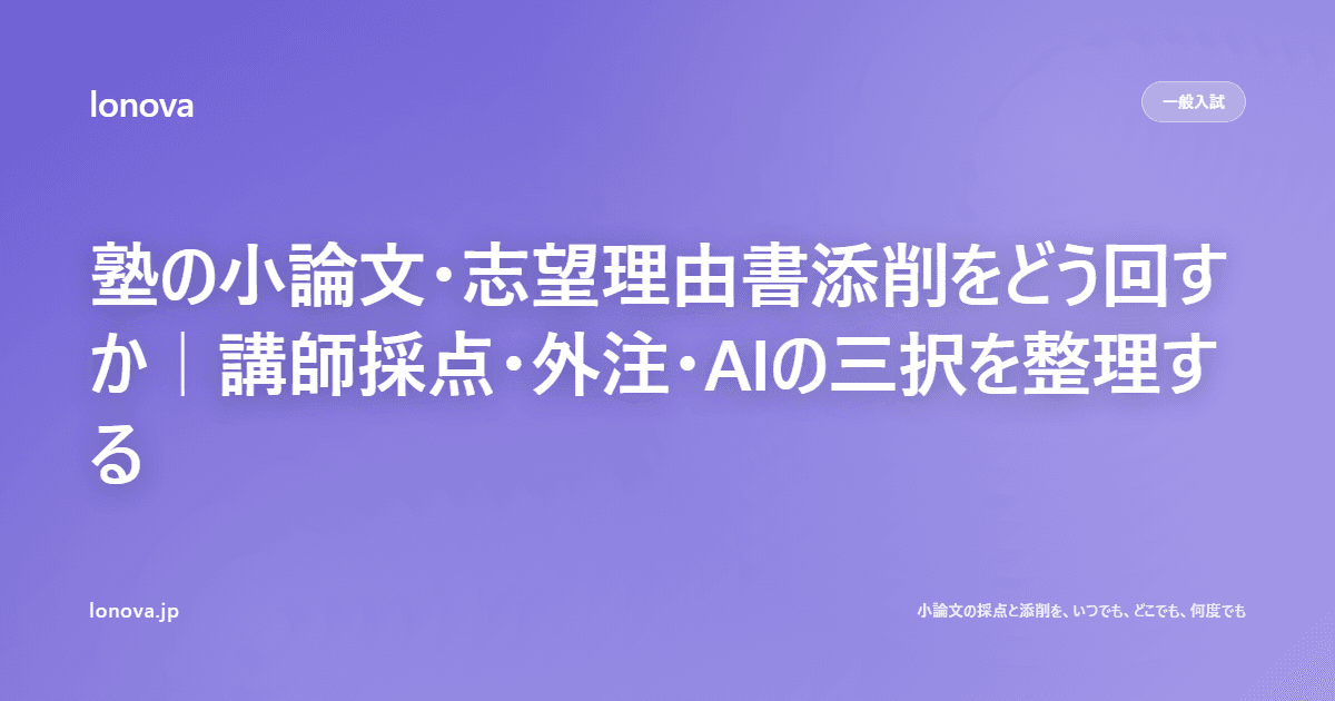 塾の小論文・志望理由書添削をどう回すか|講師採点・外注・AIの三択を整理する