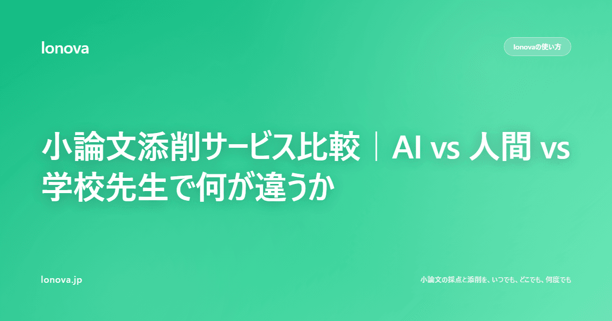 小論文添削サービス比較|AI・人間添削・予備校・学校先生の料金と速度